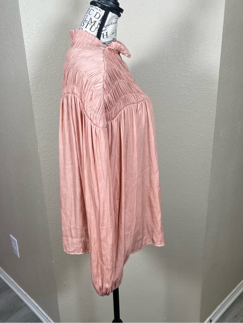 Mustard Seed Blush Pink Smocked Yoke Blouse - Picture 4 of 11